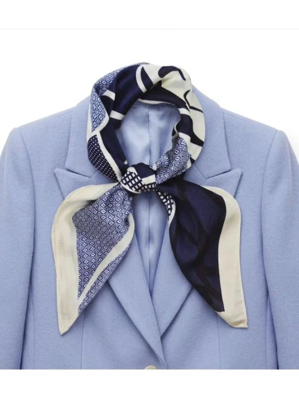 ⭐Silky Navy Blue Camellia Scarf Large Floral Print Chic Luxury Accessory hijab